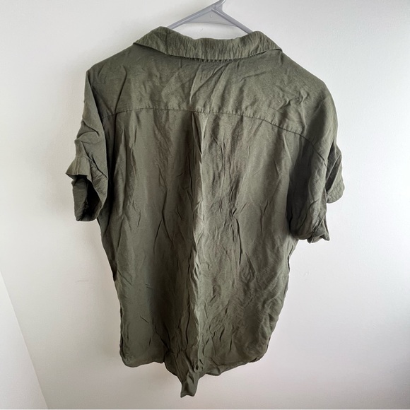 Whistles Olive Green Lightweight Cotton Blouse Size 6 - Picture 3 of 8